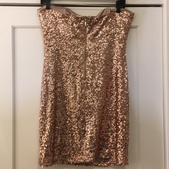 Forever21 Gold Sequin Strapless Mini Dress - Picture 3 of 5